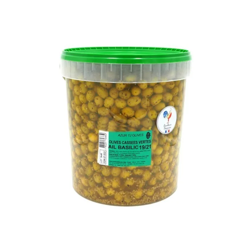 Oliven MEYVA - Geknackte Grüne Knoblauch Basilikum Pistou - 10 KG
