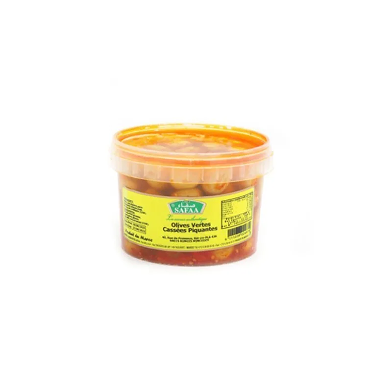 Gebrochene grüne Oliven pikante - 6x400g