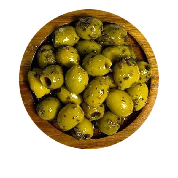 Oliven MEYVA - ENTSTEINTE GRÜNE OLIVEN KNOBLAUCH BASILIKUM - 2KG