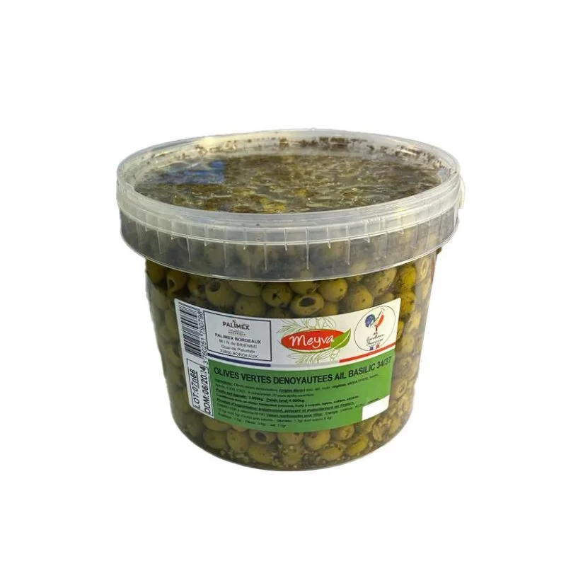 Oliven MEYVA - ENTSTEINTE GRÜNE OLIVEN KNOBLAUCH BASILIKUM - 2KG