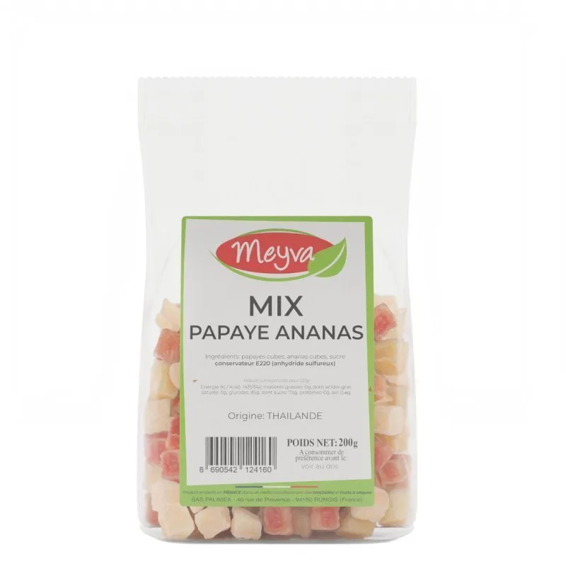 Meyva - Mix Getrocknete und Gesüßte Ananas / Papaya Würfel - 12x200g - 2