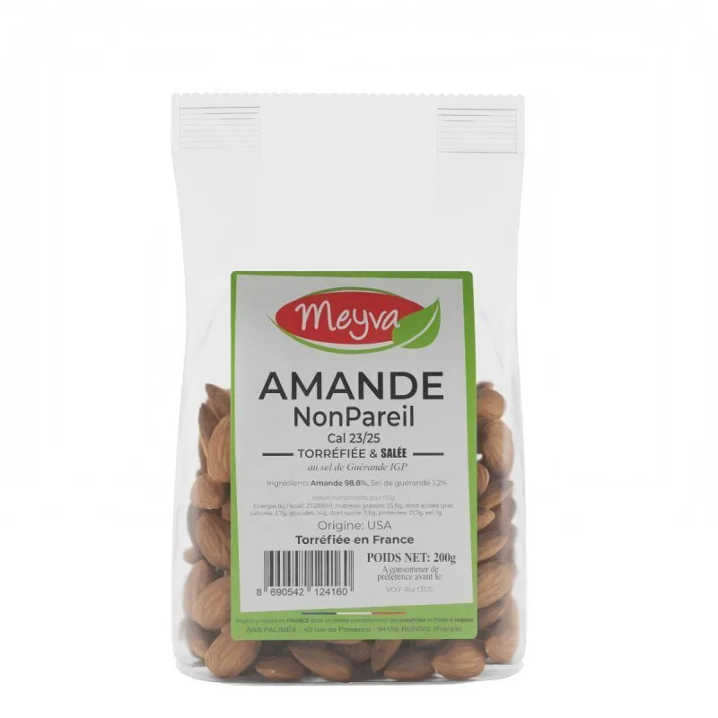 Meyva - Amande Nonpareil Extra 23/25 Torréfiée/Sel de Guérande -12X200G