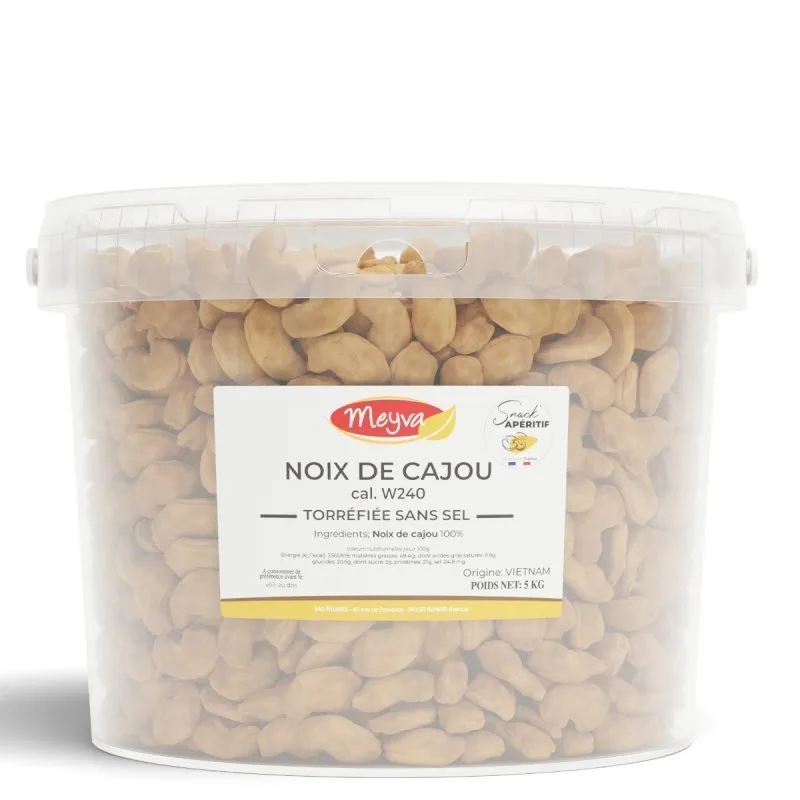 Eimer Snack MEYVA - Geröstete Cashewnüsse Ohne Salz W240 - 5KG