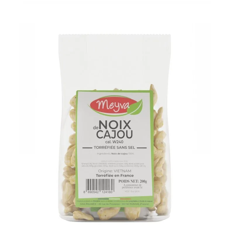 Meyva - Noix De Cajou Torréfiée Sans Sel - Cal W240 - 12x200g - 2