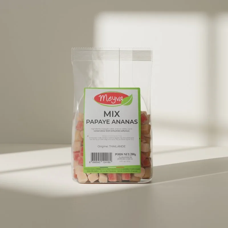 Meyva - Mix Getrocknete und Gesüßte Ananas / Papaya Würfel - 12x200g - 3