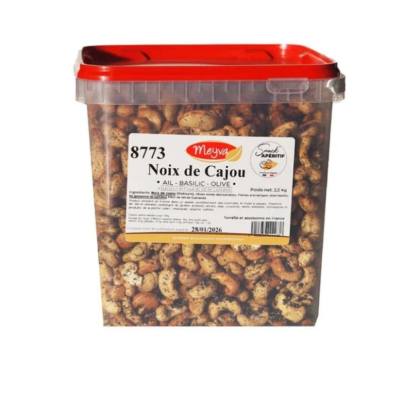 SNACK APERITIF - Noix de cajou Ail Basilic Olive - 2.5KG