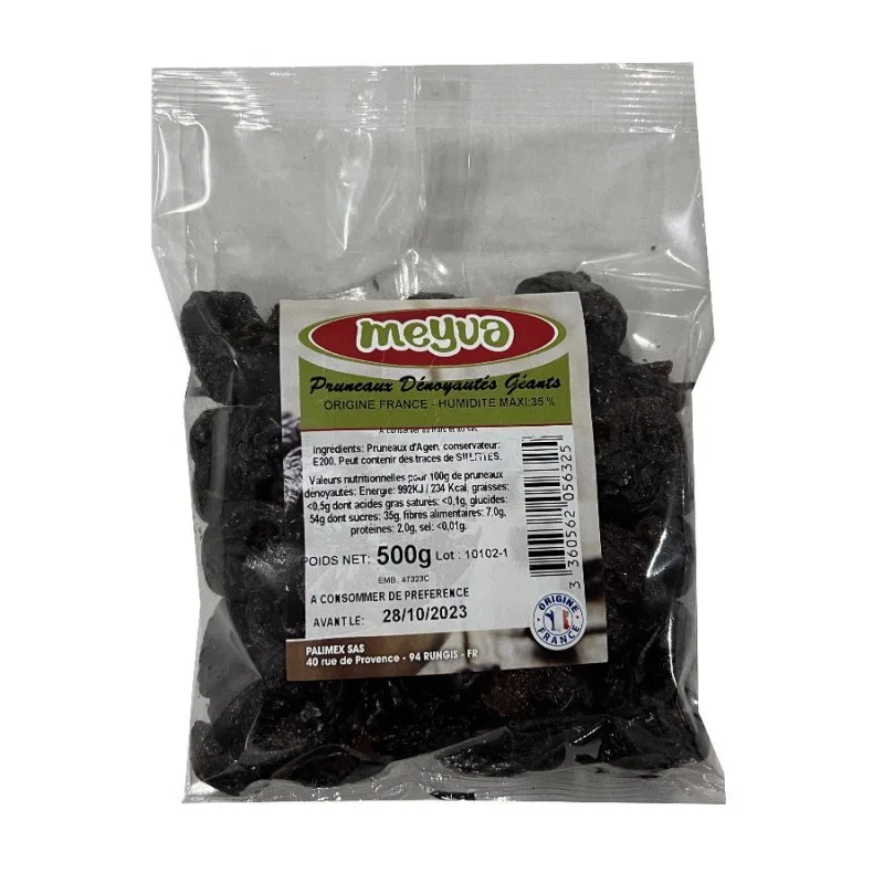 PRUNEAU D'AGEN IGP 33/44 - 20X500G HUMIDITE 35%MAXI