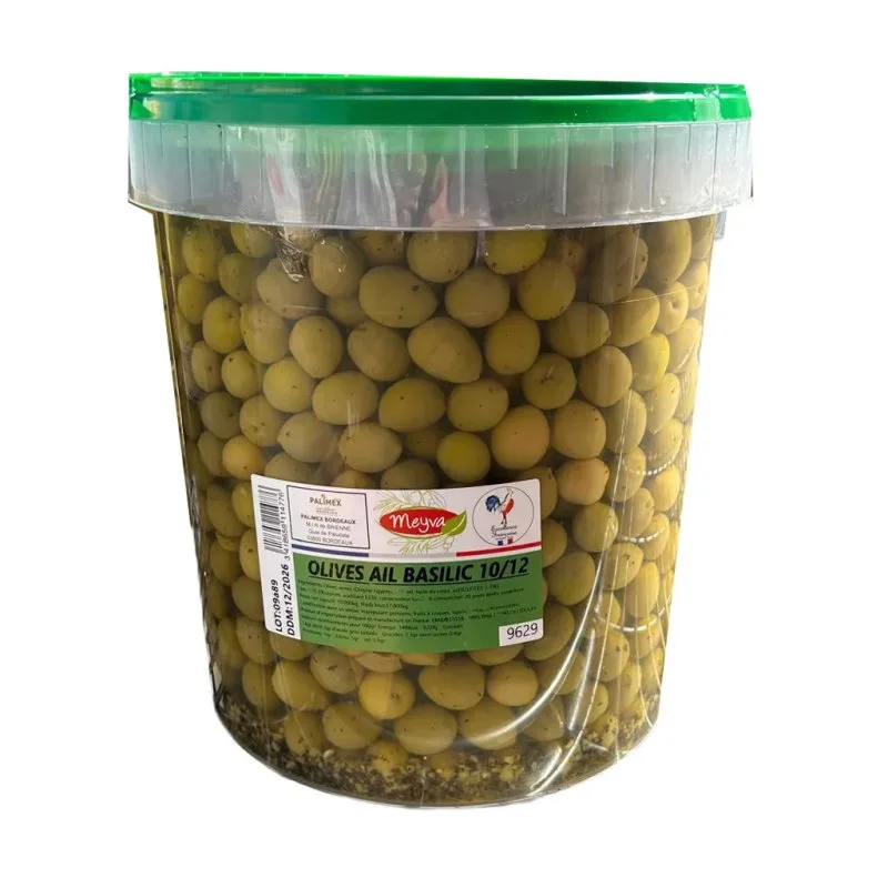 Green olives - EGYPT - Size 10/12 - GARLIC BASIL - 10KG