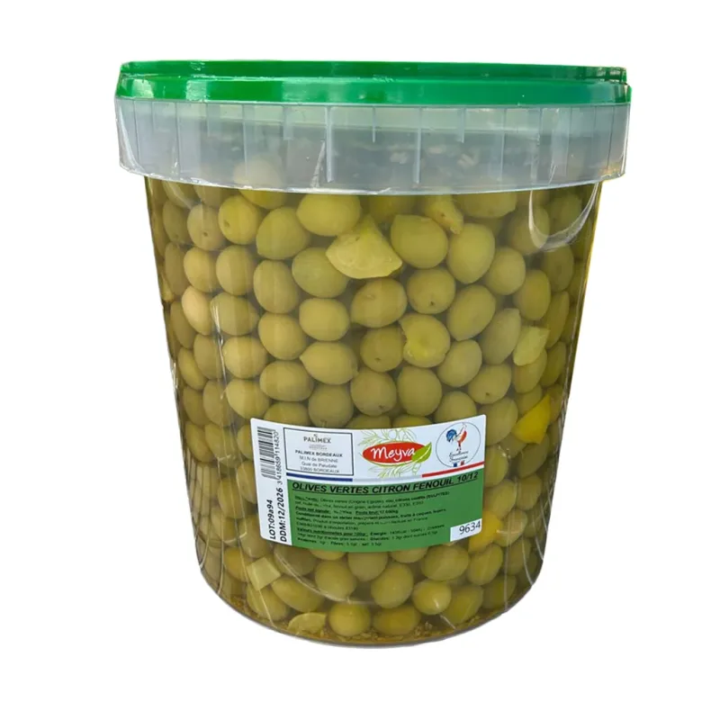 Olives vertes - EGYPTE - Calibre 10/12 - CITRON FENOUIL - 10KG