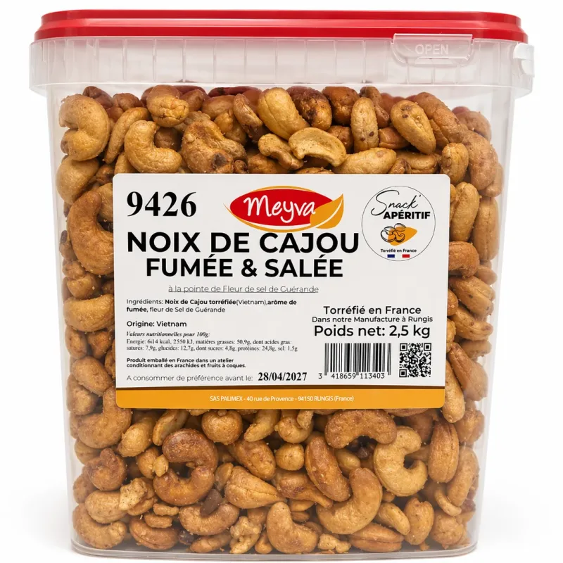SNACK APERITIF - NOIX DE CAJOU FUMEE & Torréfié au Sel de Guerande - 2,5KG