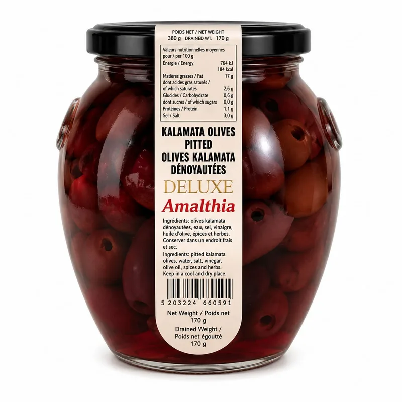 JAR GREEK OLIVES - PITTED KALAMATA - 6X400G