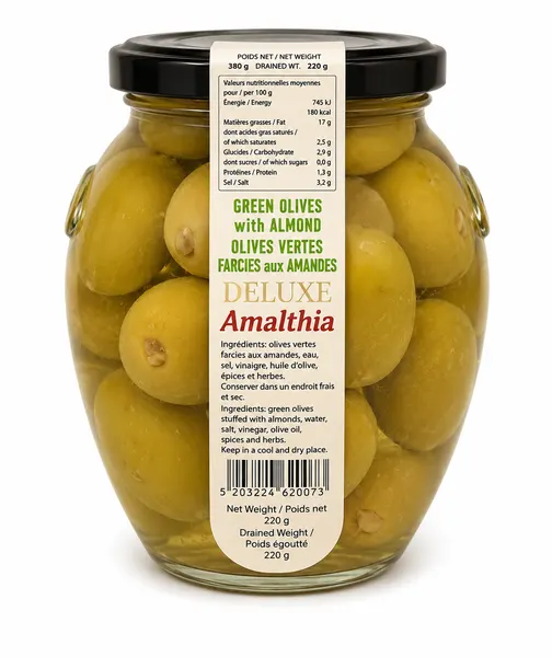BOCAL OLIVES DE GRECE - FARCIES AMANDE - 6X400G