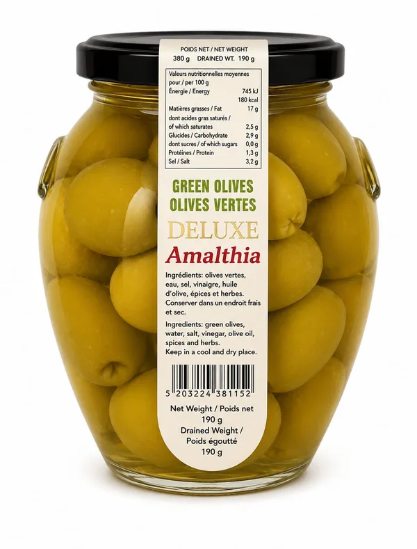 JAR GREEK OLIVES - GREEN - 6X400G