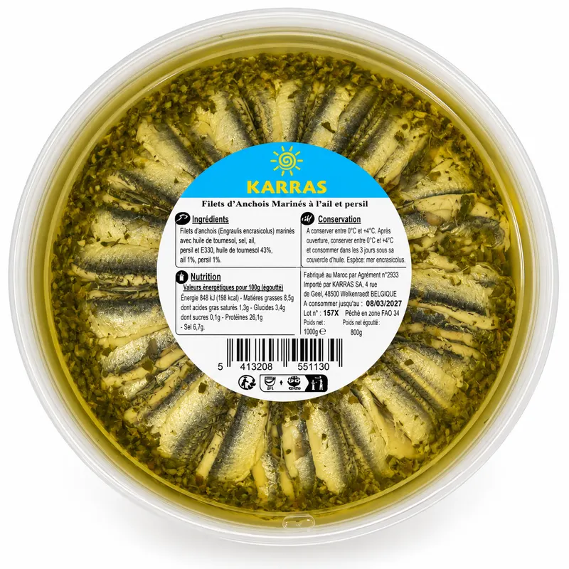 Anchois Mariné à l'ail - 1KG