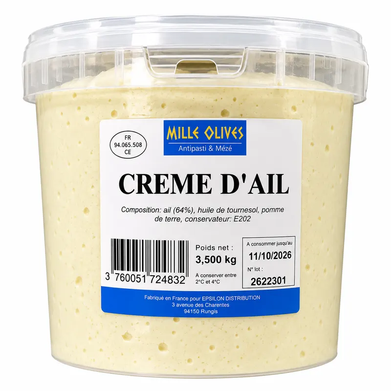 Crème d'ail Nature - 3.5KG - PRIX DU SEAU