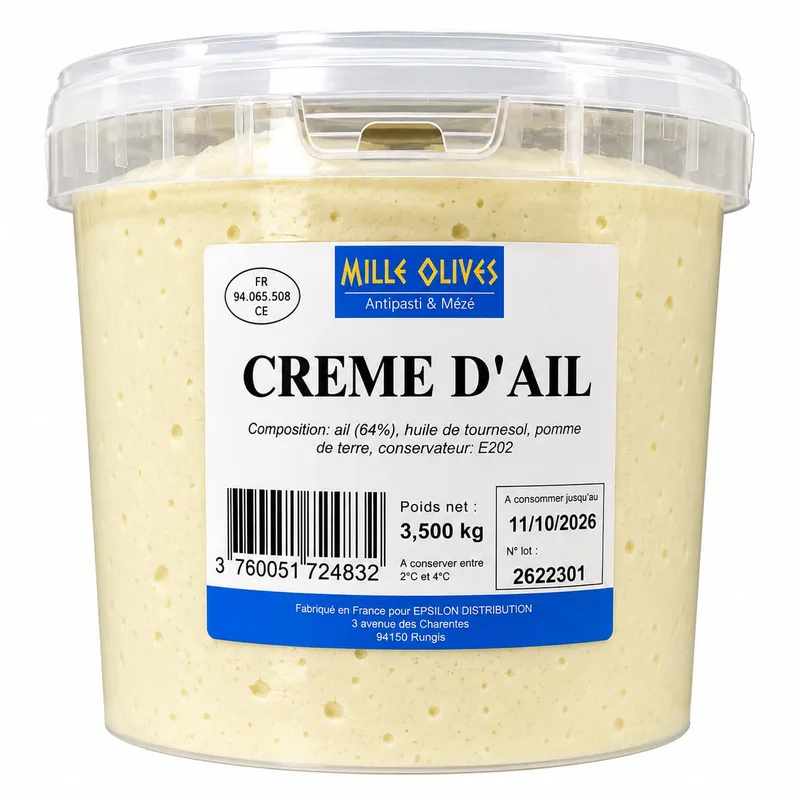 Mille Olives - Knoblauchcreme Natur - 3,5kg - Preis pro Eimer