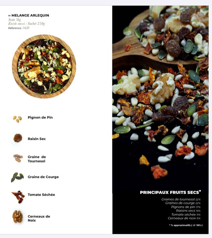 Notre mélange arlequin : - Pignon de pin - Raisin sec - Gra…